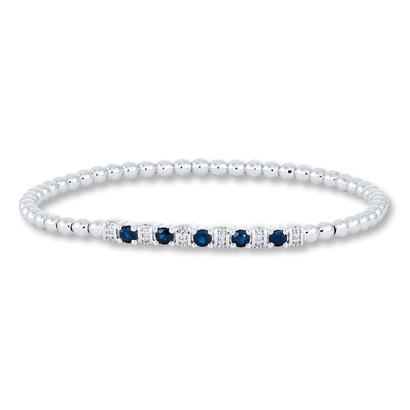 Main Image 1 of Natural Sapphire Bracelet 1/20 ct tw Diamonds Sterling Silver