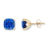 Thumbnail Image 1 of Lab-Created Sapphire Earrings Diamond Accents 10K Yellow Gold