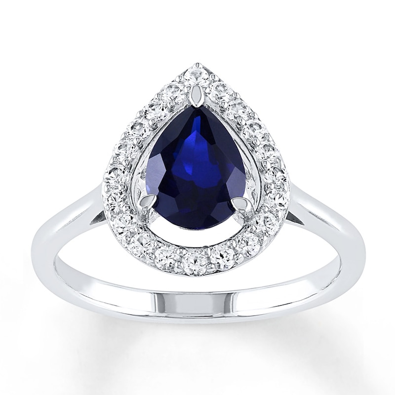 Main Image 1 of Lab-Created Sapphire Ring Sterling Silver