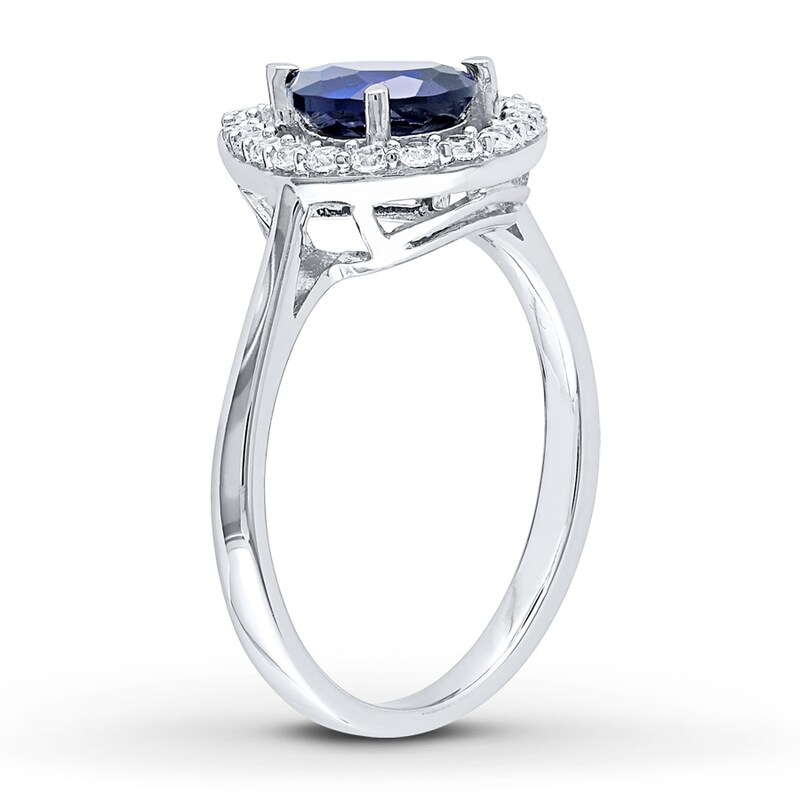 Main Image 2 of Lab-Created Sapphire Ring Sterling Silver