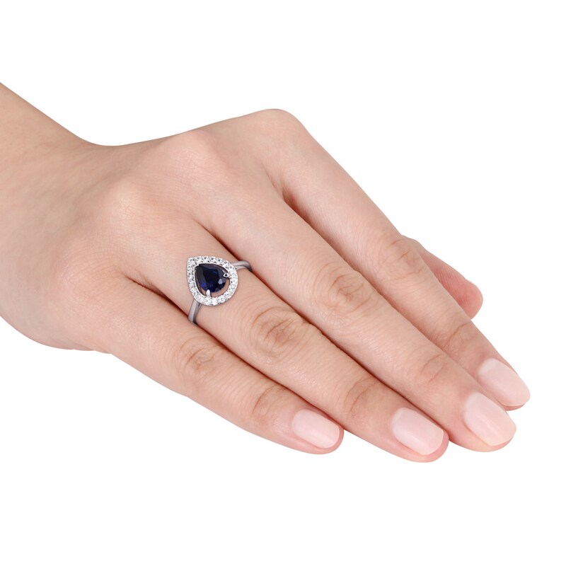 Main Image 3 of Lab-Created Sapphire Ring Sterling Silver