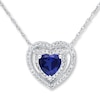 Thumbnail Image 1 of Lab-Created Sapphire Necklace 1/5 ct tw Diamonds 10K White Gold