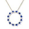 Thumbnail Image 1 of Natural Sapphire Necklace 1/8 ct tw Diamonds 10K White Gold