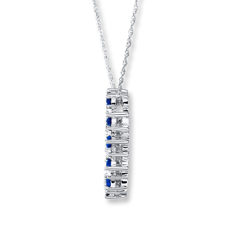 Main Image 2 of Natural Sapphire Necklace 1/8 ct tw Diamonds 10K White Gold