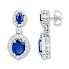 Natural Sapphire Earrings 5/8 ct tw Diamonds 14K White Gold