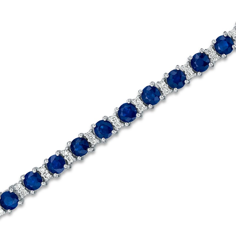 Natural Sapphire Bracelet 3/4 ct tw Diamonds 14K White Gold