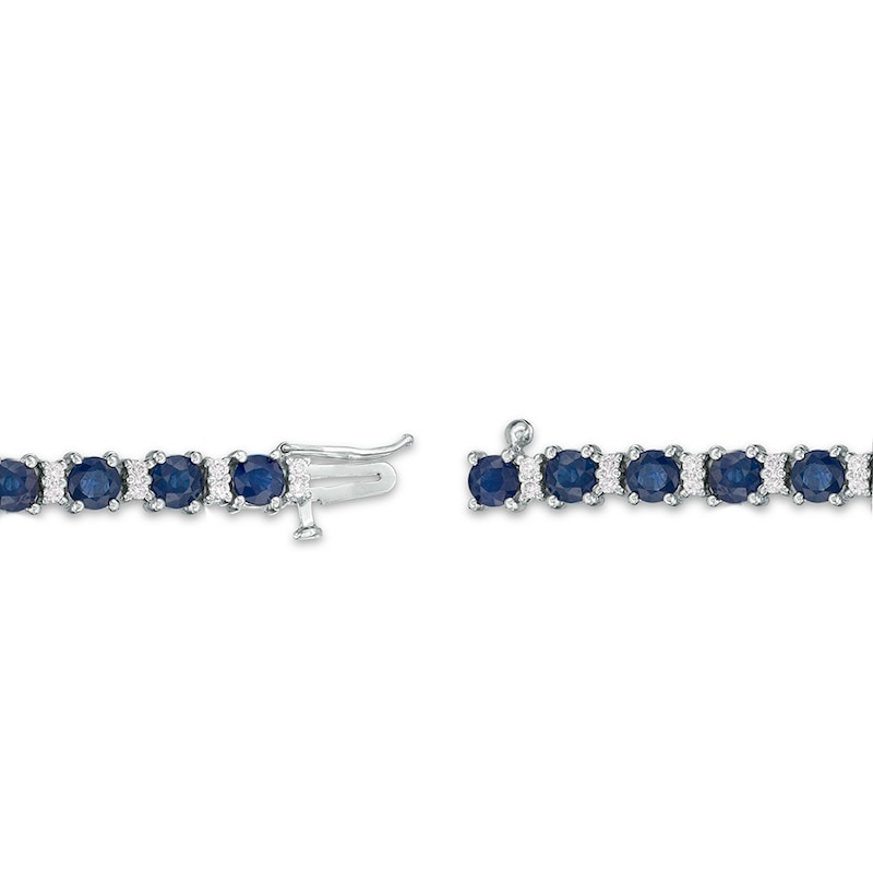 Natural Sapphire Bracelet 3/4 ct tw Diamonds 14K White Gold