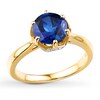 Thumbnail Image 0 of Lab-Created Sapphire Ring 1/10 ct tw Diamonds 10K Yellow Gold