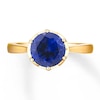 Thumbnail Image 3 of Lab-Created Sapphire Ring 1/10 ct tw Diamonds 10K Yellow Gold