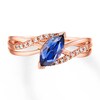 Thumbnail Image 3 of Lab-Created Sapphire Ring 1/20 ct tw Diamonds 10K Rose Gold
