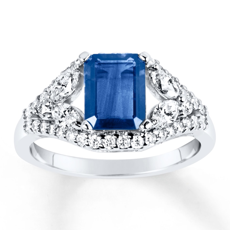 Natural Sapphire Ring 5/8 ct tw Diamonds 14K White Gold | Jared