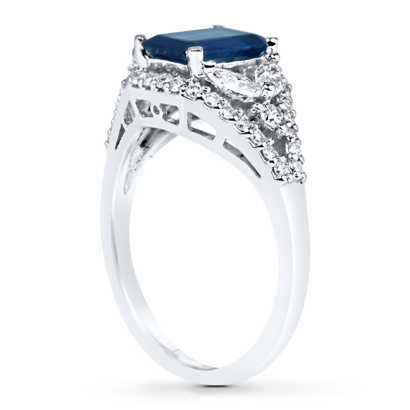 Main Image 2 of Natural Sapphire Ring 5/8 ct tw Diamonds 14K White Gold