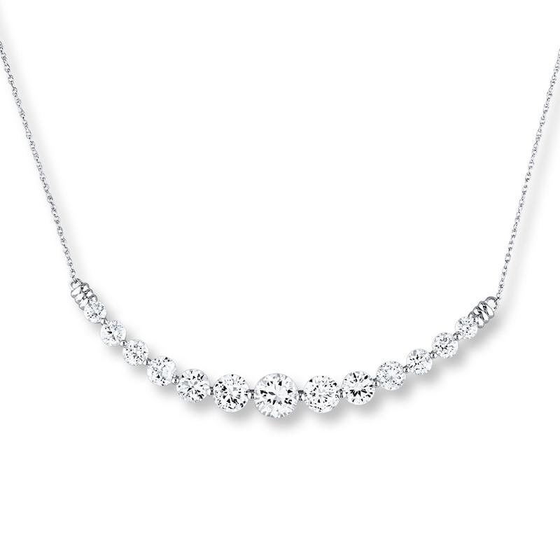 White Lab-Created Sapphire Necklace 10K White Gold