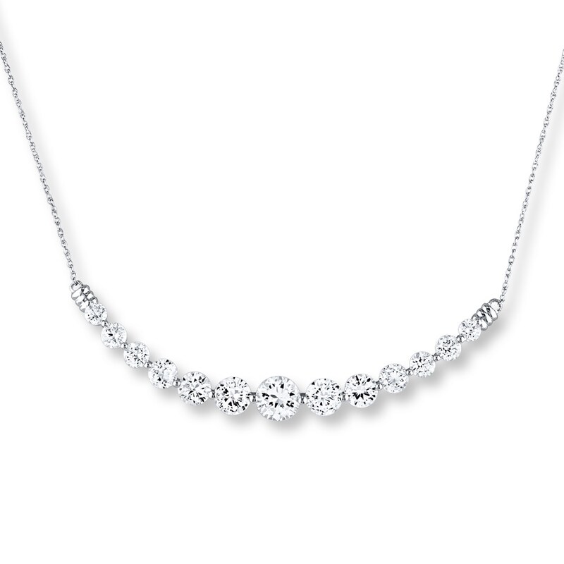 Main Image 1 of White Lab-Created Sapphire Necklace 10K White Gold