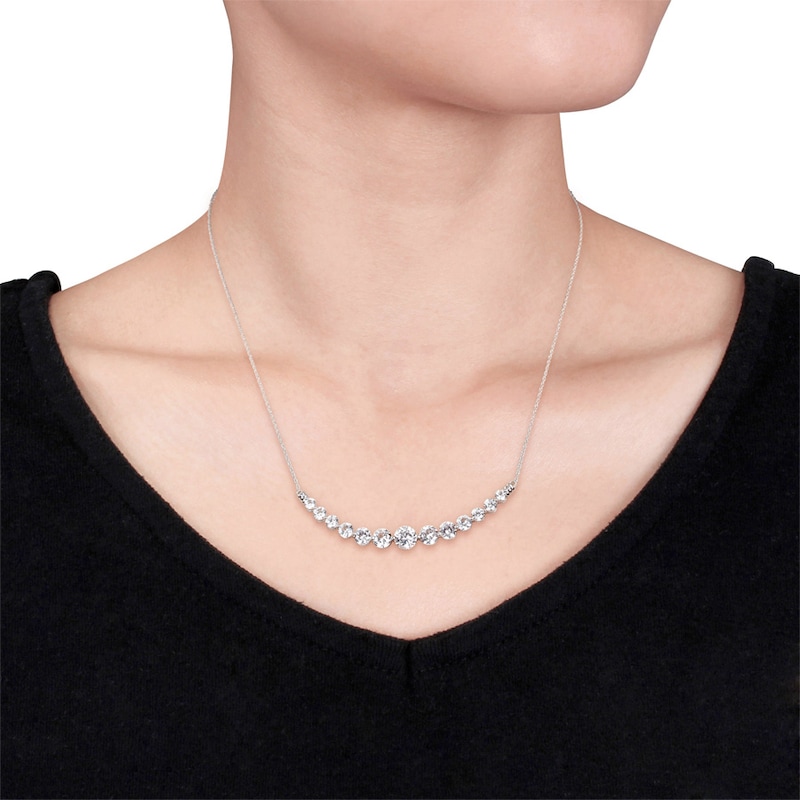 Main Image 2 of White Lab-Created Sapphire Necklace 10K White Gold