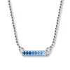 Thumbnail Image 1 of Alex Woo Side Bar Necklace Natural Sapphires Sterling Silver