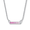 Thumbnail Image 0 of Alex Woo Side Bar Necklace Natural Pink Sapphires Sterling Silver