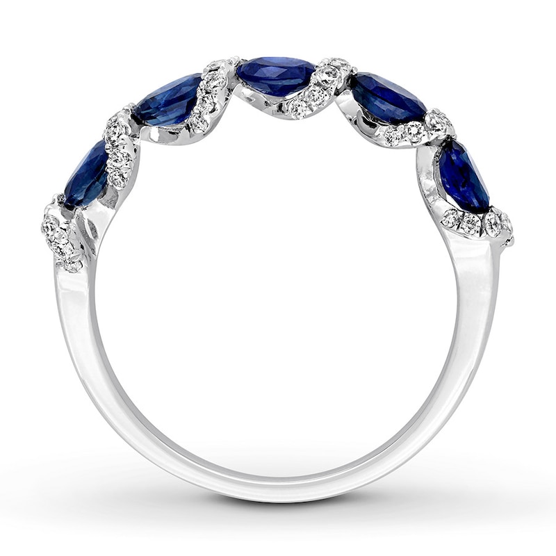 Main Image 2 of Natural Sapphire Ring 1/4 ct tw Diamonds 14K White Gold