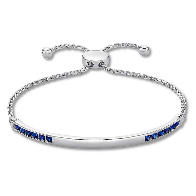 Lab-created Sapphire Bolo Bracelet Sterling Silver