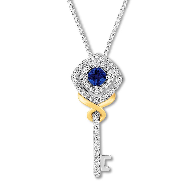 Main Image 1 of Convertibilities Necklace Lab-Created Sapphires Sterling Silver