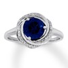 Thumbnail Image 1 of Lab-Created Sapphire Ring 1/10 ct tw Diamonds Sterling Silver