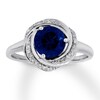 Thumbnail Image 0 of Lab-Created Sapphire Ring 1/10 ct tw Diamonds Sterling Silver