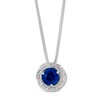 Thumbnail Image 1 of Lab-Created Sapphire Necklace with Diamonds Sterling Silver