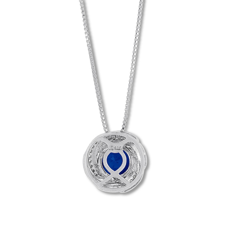 Main Image 3 of Lab-Created Sapphire Necklace with Diamonds Sterling Silver
