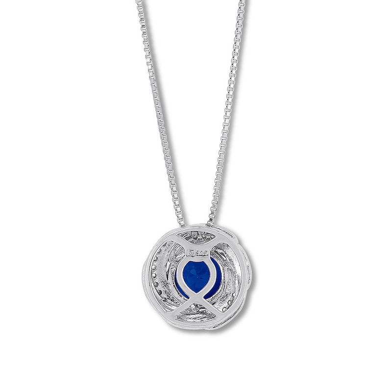 Lab-Created Sapphire Necklace with Diamonds Sterling Silver