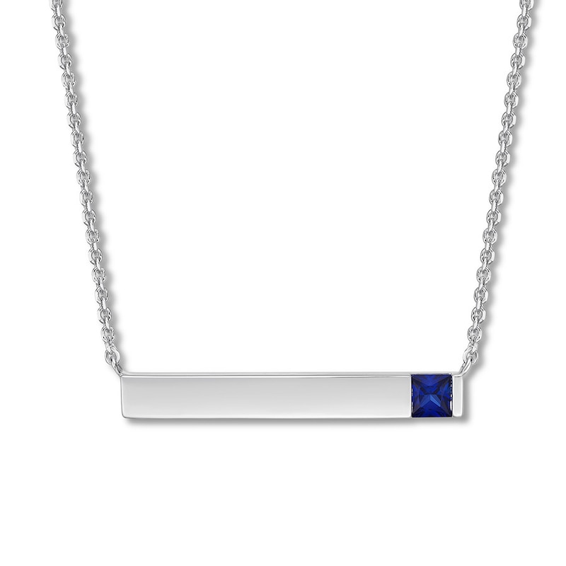 Lab-Created Sapphire Bar Necklace Sterling Silver