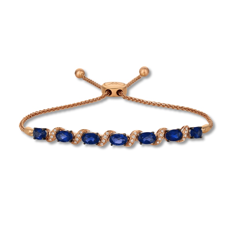 Le Vian Natural Sapphire Bracelet 1/10 cttw Diamonds 14K Strawberry Gold
