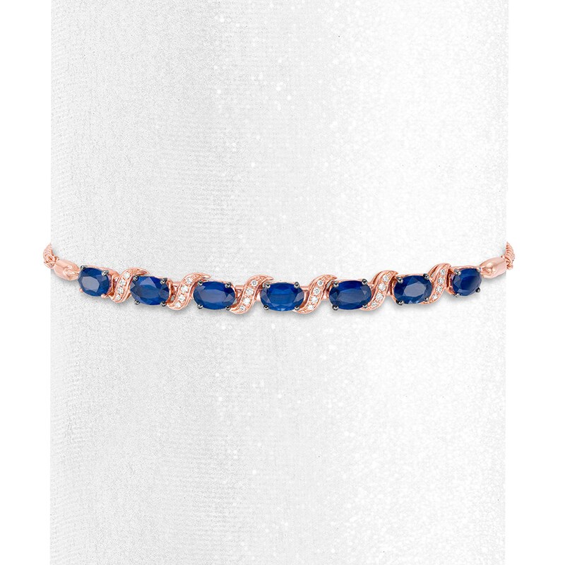 Le Vian Natural Sapphire Bracelet 1/10 cttw Diamonds 14K Strawberry Gold
