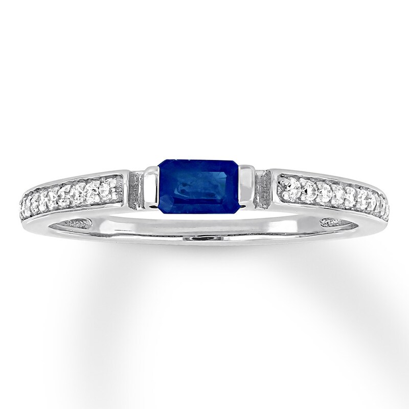 Natural Sapphire Ring 1/10 ct tw Diamonds 10K White Gold | Jared