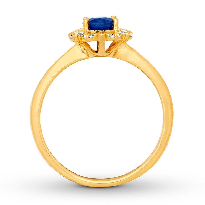 Natural Sapphire Ring 1/10 ct tw Diamonds 10K Yellow Gold
