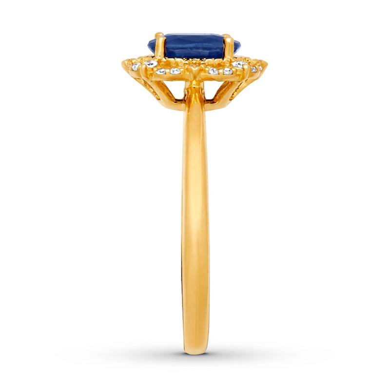 Main Image 3 of Natural Sapphire Ring 1/10 ct tw Diamonds 10K Yellow Gold