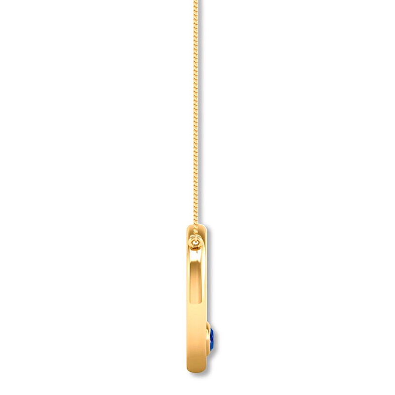 Main Image 2 of Natural Sapphire Circle Necklace Marquise 10K Yellow Gold