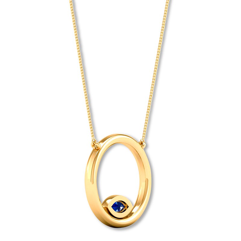 Main Image 4 of Natural Sapphire Circle Necklace Marquise 10K Yellow Gold