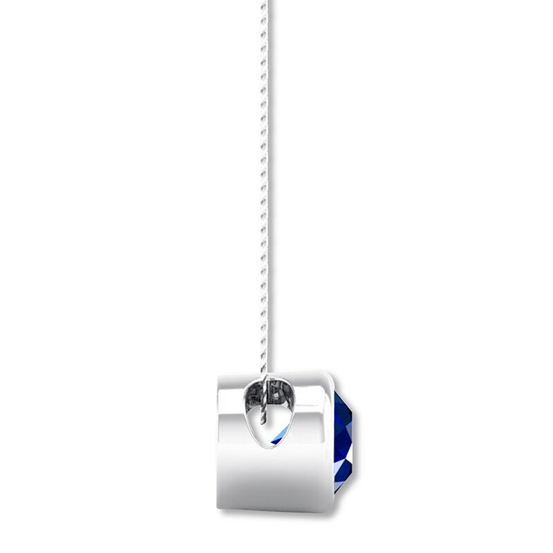 Main Image 2 of Natural Sapphire Bezel-Set Necklace 10K White Gold