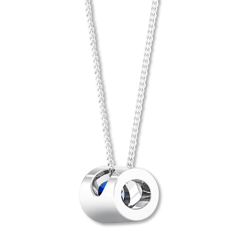 Natural Sapphire Bezel-Set Necklace 10K White Gold