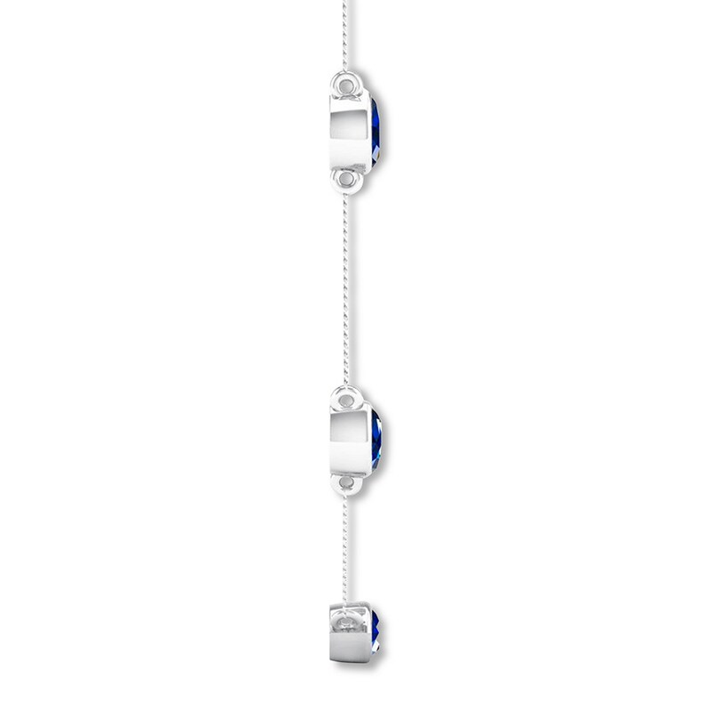 Main Image 3 of Natural Sapphire Necklace Bezel-Set 10K White Gold