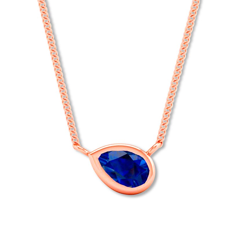 Main Image 1 of Natural Sapphire Necklace Pear-shaped 10K Rose Gold
