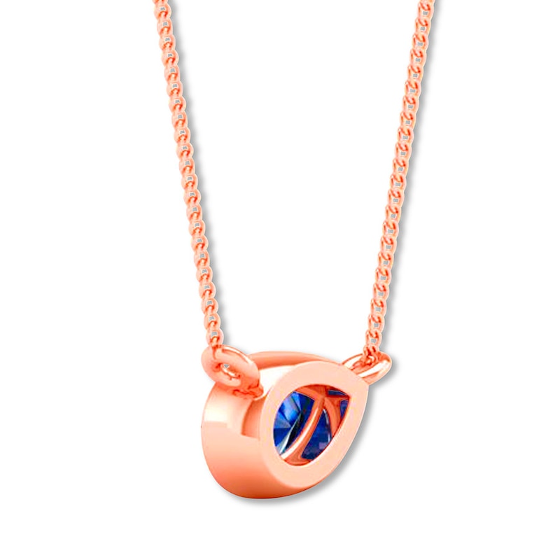 Main Image 4 of Natural Sapphire Necklace Pear-shaped 10K Rose Gold