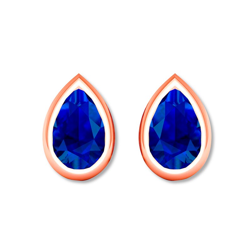 Main Image 2 of Natural Sapphire Earrings Pear-shaped Bezel-set 10K Rose Gold