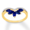 Thumbnail Image 0 of Lab-Created Sapphire Ring 1/15 ct tw Diamonds 10K Yellow Gold