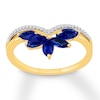 Thumbnail Image 1 of Lab-Created Sapphire Ring 1/15 ct tw Diamonds 10K Yellow Gold