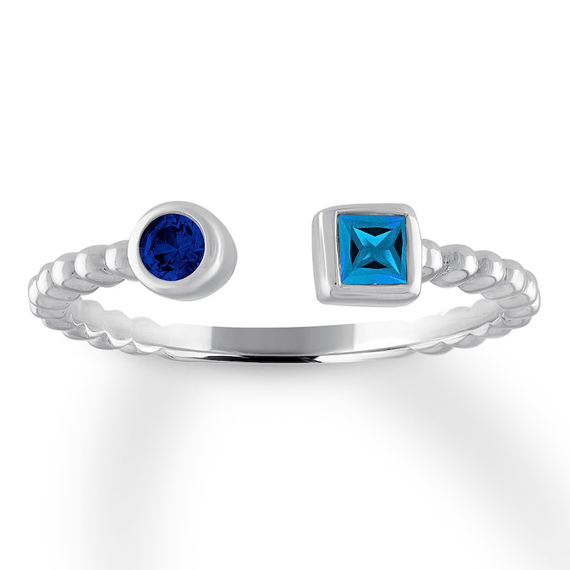 Main Image 1 of Natural Sapphire Deconstructed Ring Blue Topaz 10K White Gold