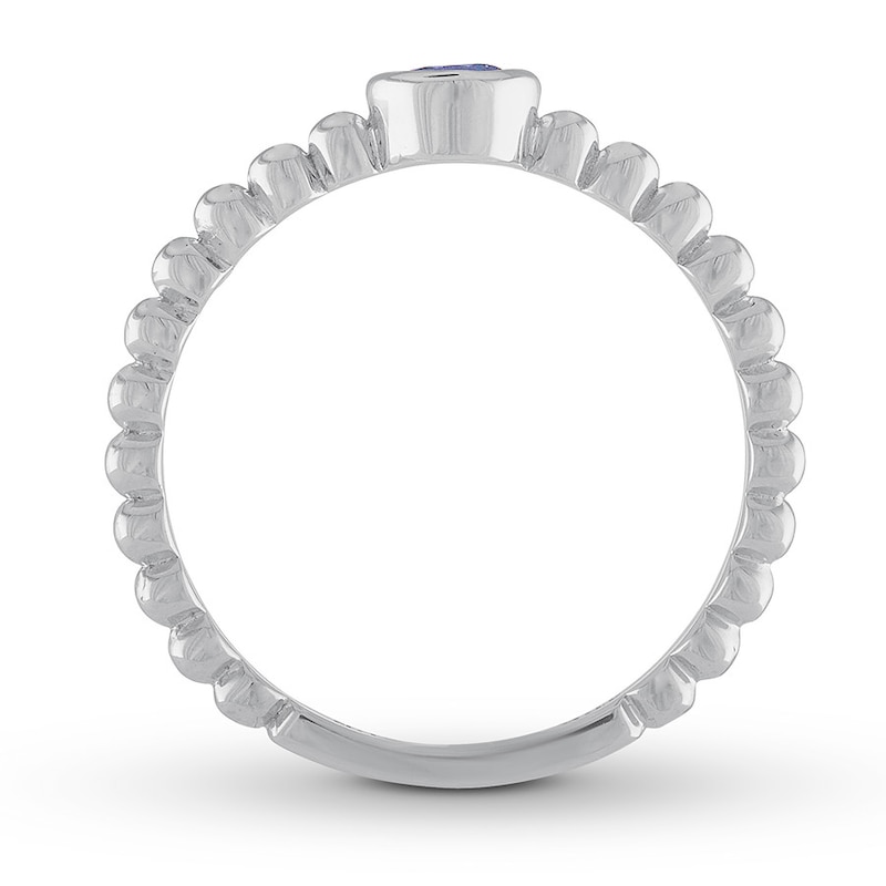 Natural Sapphire Ring Bezel-set Round 10K White Gold