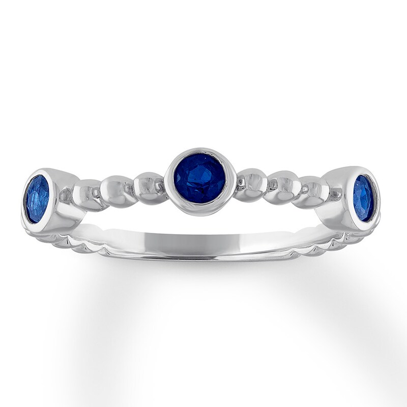 Natural Sapphire Band Bezel-set 10K White Gold