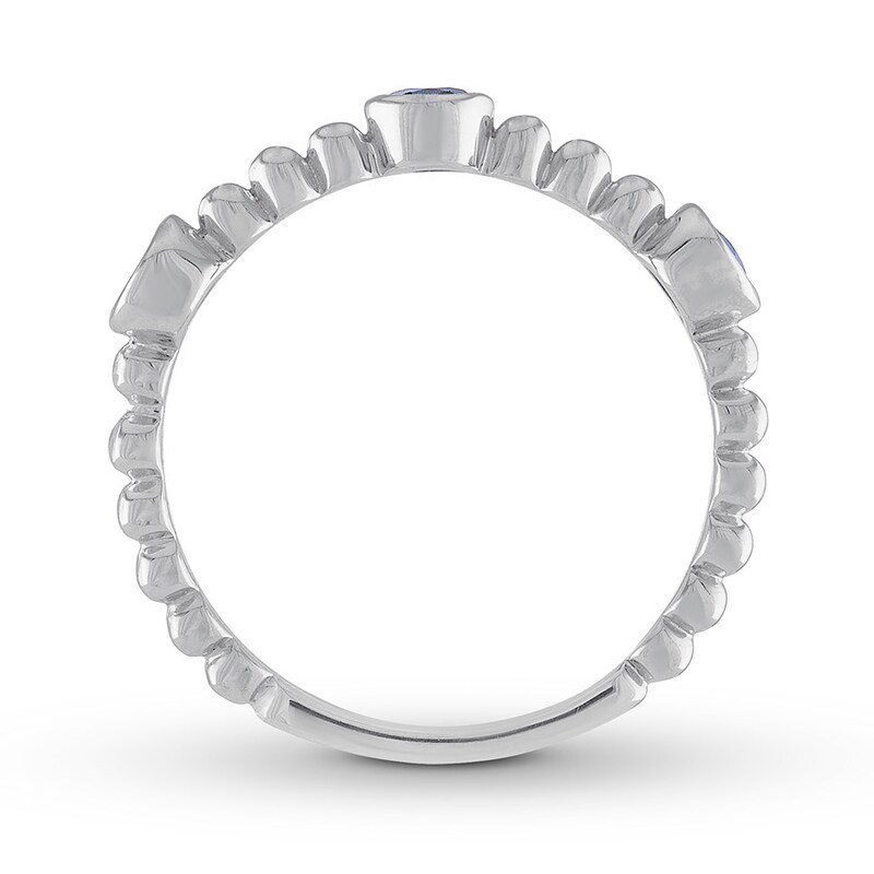 Natural Sapphire Band Bezel-set 10K White Gold