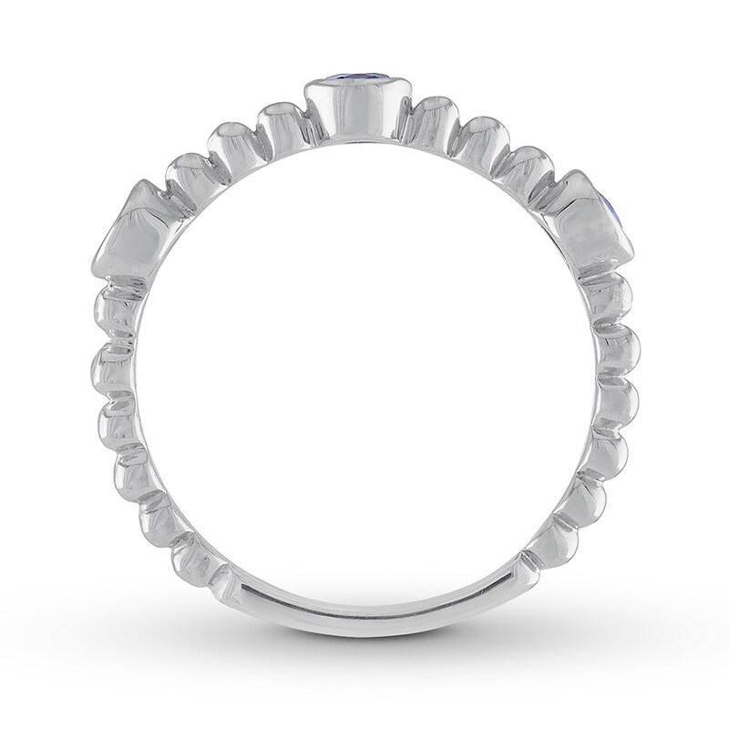 Natural Sapphire Band Bezel-set 10K White Gold